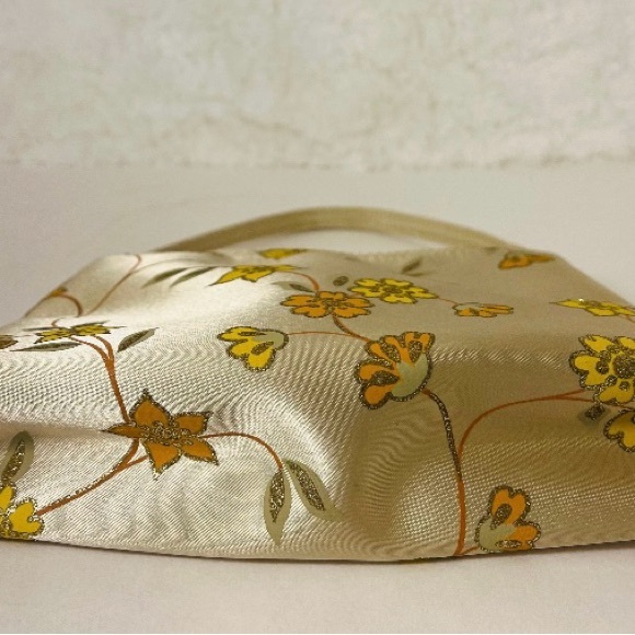 50’s/60’s Vintage-Yellow, Satin, Floral, Evening, Formal, Mini, Handbag - Picture 7 of 7
